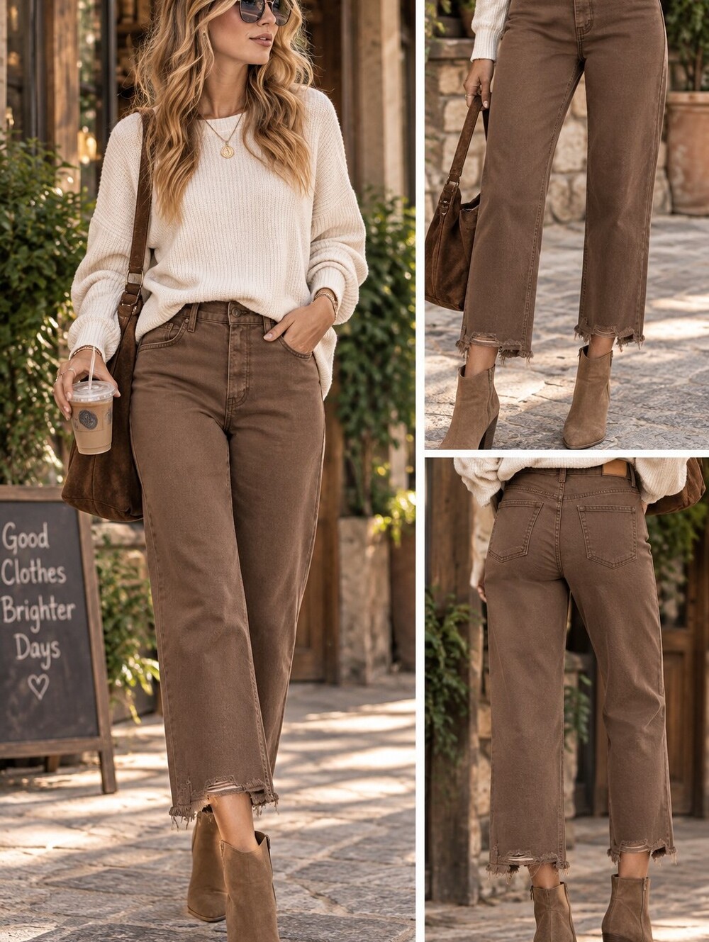 We The Free Cropped Ankle Jeans in Brown